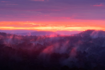 Mountain view of  sunrise view point of Nam Nao national park in tropical forest in Phetchabun and Chaiyaphum provinces in northeast Thailand