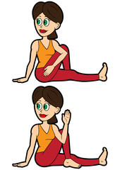 Yoga asana set half lord of the fishes or a seated spinal twist pose