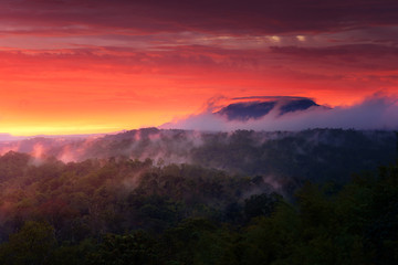 Mountain view of  sunrise view point of Nam Nao national park in tropical forest in Phetchabun and Chaiyaphum provinces in northeast Thailand