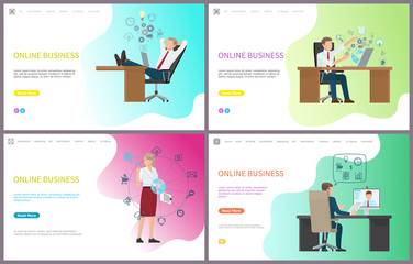 Online Business, Businessman Talking on Internet