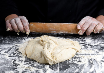 white wheat flour round dough