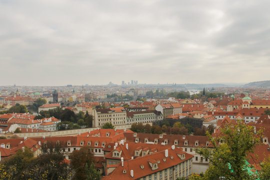 Panorama of Prague from Prague castle. Cityscape amazing view