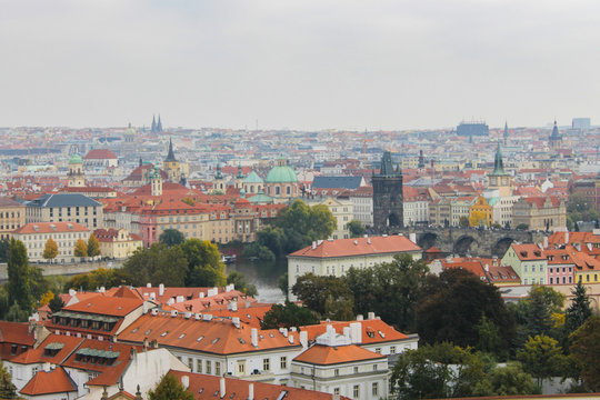 Panorama of Prague from Prague castle. Cityscape amazing view