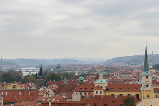 Panorama of Prague from Prague castle. Cityscape amazing view