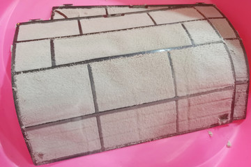 Strainer full of dust. Of air conditioning Is not healthy and should be cleaned regularly.