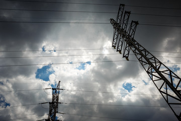 High voltage post. High voltage tower sky background. Electricity is the major energy of the world.