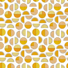 Hand drawn abstract oranges seamless pattern. Vector colorful background in modern style. Striped funny texture for surface design, textile, wrapping paper, wallpaper, phone case print, fabric.