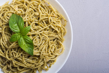 Pasta spaghetti with sauce pesto
