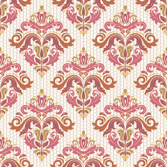 Fototapeta na wymiar Classic seamless vector pattern. Damask orient colorful ornament. Classic vintage background. Orient ornament for fabric, wallpaper and packaging