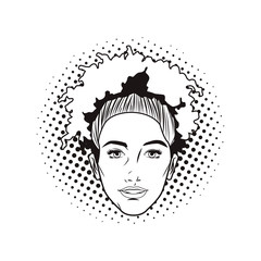 Pop art woman cartoon face