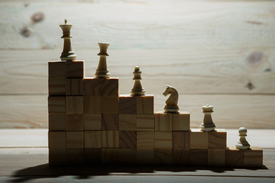 Business hierarchy. Strategy concept with chess pieces.