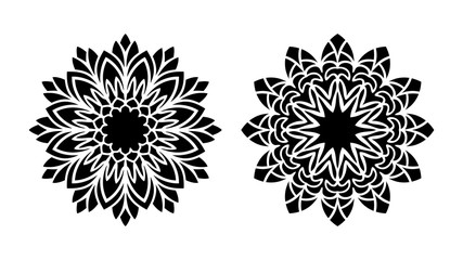 Set of two vector mandalas. Tattoo floral patterns. Tribal design.