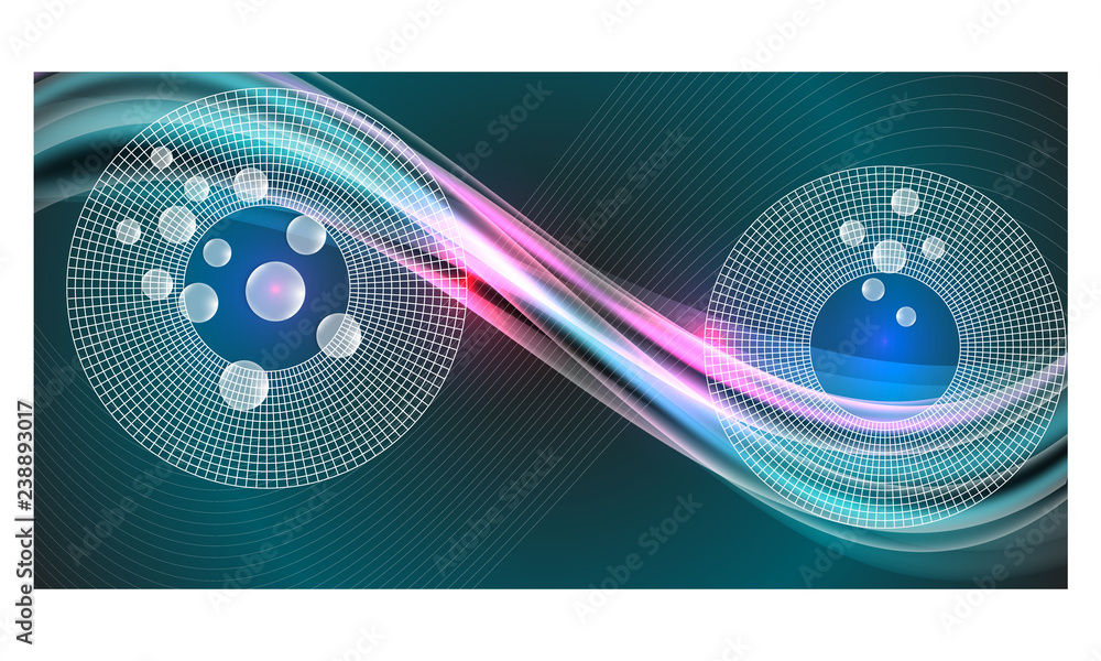 Poster blue abstract background with abstract objects. vector concept illustration for printed materials, w