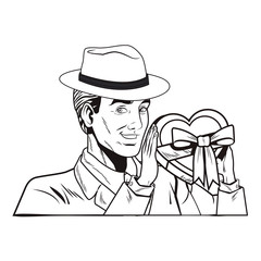 pop art man face in black and white