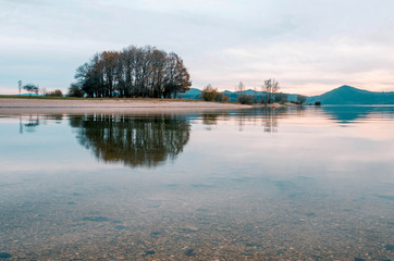 Sunset in the Ullibarri-Gamboa reservoir. Alava, Basque Country, Spain