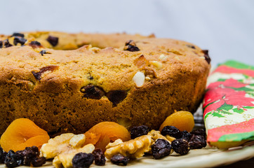 cake with chocolate and nuts