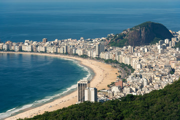 Fototapeta premium High Angle View of Copacabana Beach in Rio de Janeiro City, Brazil