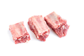 Raw pork ribs isolated on white background. 