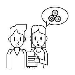 People working with document