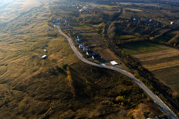 Fototapeta na wymiar aerial drone view with rural development