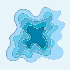 Abstract blue wave background with paper cut shapes. Vector design layout for business presentations, flyers, posters.