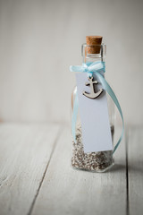 Glaube , Kommunion, Konfirmation, Taufe - kleiner Anker an Glasflasche mit Anhänger