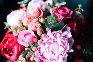 beautiful wedding bouquet with gold rings, bridal accessories