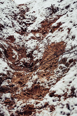 Closeup View of Sands with the Little Winter Frost and Snow on Them - Blurred pattern for Background