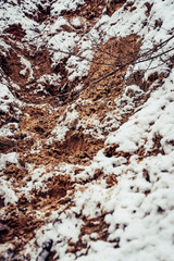Closeup View of Sands with the Little Winter Frost and Snow on Them - Blurred pattern for Background
