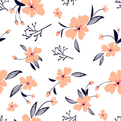 Little flowers. Seamless pattern with cute flowers. Delicate texture