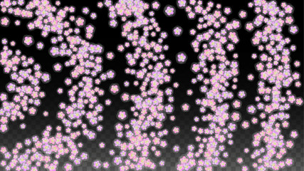 Blue Vector Realistic Blue Petals Falling on Transparent Background.  Spring Romantic Flowers Illustration. Flying Petals. Sakura Spa Design. Blossom Confetti. Design Elements for Wedding Decoration.