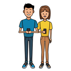 Couple with smartphones