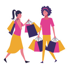 People shopping cartoon