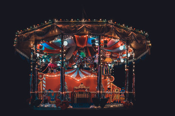 Isolated colored bandstand carousel with toys