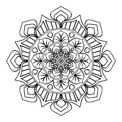 Black Mandala on white background. Vector decorative element for your design.  Flower, oriental pattern
