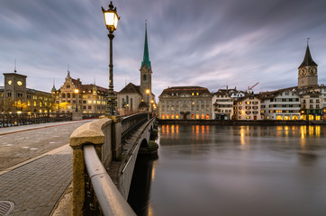 Zurich, Switzerland - view of the old town with the Limmat river