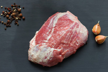 meat tenderloin, a large piece of fresh meat with spices for cooking