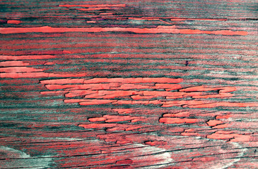 Old wooden texture with peeling paint , Old wooden background with remains of pieces of scraps of...