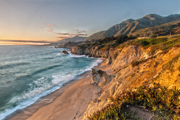 Sunset at the Cliffs at Highway 1 in California © susanne2688
