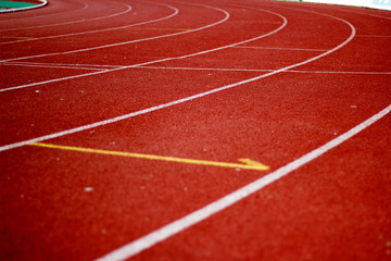 Fototapeta premium Athletics stadium running track, sport field