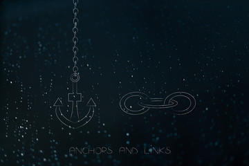 anchor and lnk icons metaphor of internet functions