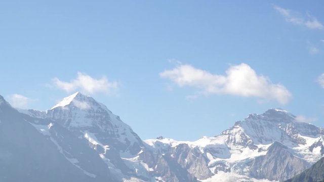 Alpine peaks landskape background. Jungfrau, Bernese highland. Alps, tourism and adventure hiking concept