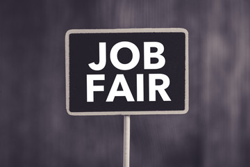 Job Fair Text On Blackboard Sign Board