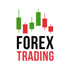 Vector logo with candlestick trading chart analyzing in forex