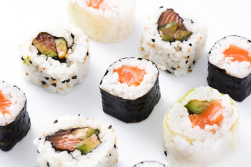 sushi pattern on white background