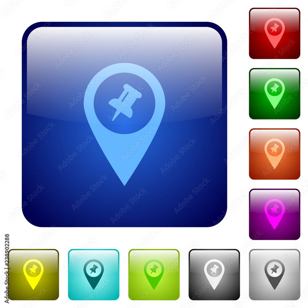 Poster pin gps map location color square buttons