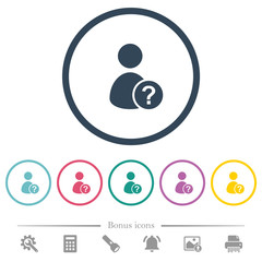 Unknown user flat color icons in round outlines