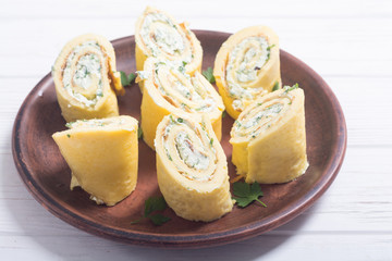 Homemade Eggs omelet rolls