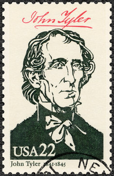 USA - 1986: shows Portrait of John Tyler  (1790-1862), 10th president of the United States, series Presidents of USA