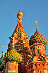Fototapeta na wymiar Domes of St. Basil's Cathedral on red square, 16-th century. Moscow, Russia